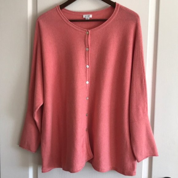Pure Jill Pink Long Sleeve Button Sweater - M - Picture 2 of 11